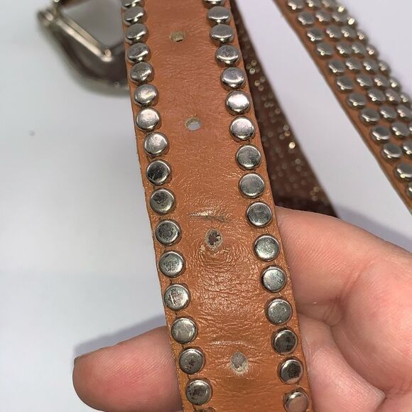 Genuine Leather Western Boho Studded Belt W Buckle - Picture 6 of 6